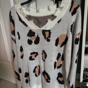 Leopard Print Knit Sweater